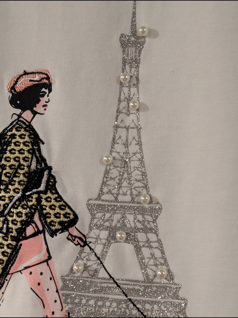 Twelve By Ontwelfth Brand White Graphic Tee with Paris Fashion Illustration - Picture 5 of 6